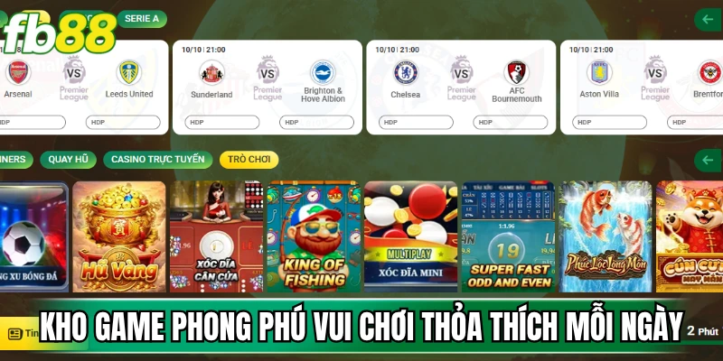 Kho game phong phú vui chơi thỏa thích mỗi ngày